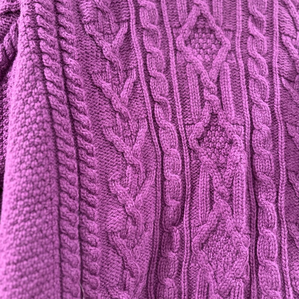 Aran Crafts Sweater Womens Plum Merino Wool Cardigan Size XL - Picture 8 of 9